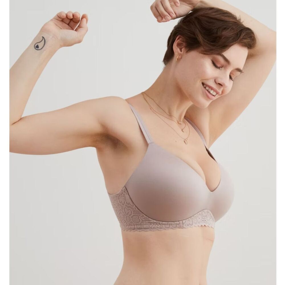 Aerie Sunnie Wireless Bra Grey Lace, 38C (D3)